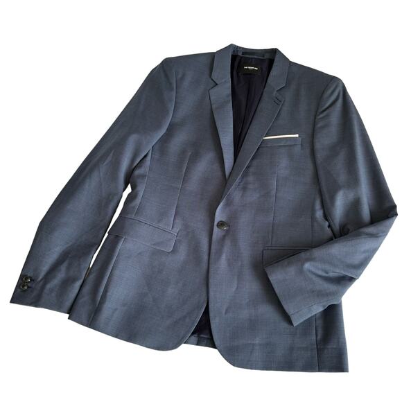 The Kooples Men’s Erased Squares Blue Slim Fit Notch Lapel Blazer Jacket Size 46 - Picture 1 of 10